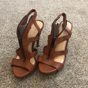 Brown leather heels